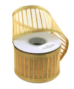 Metallic Lame Fabric Wired Ribbon, Rose Gold, 1-1/2-Inch, 10-Yard